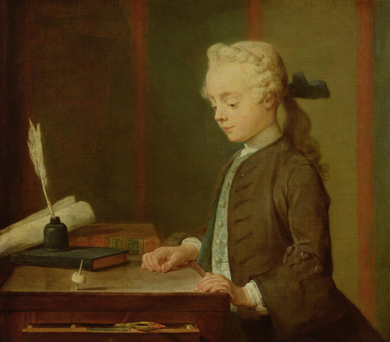 Criança com um Teetotum, 1738 de Jean Baptiste Simeon Chardin