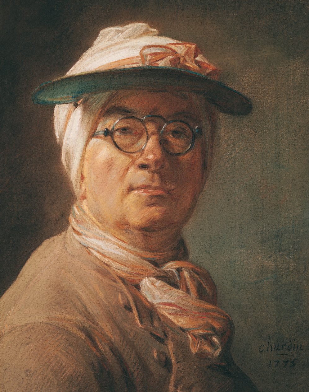 Auto-retrato, 1775 (pastel sobre papel) de Jean Baptiste Simeon Chardin