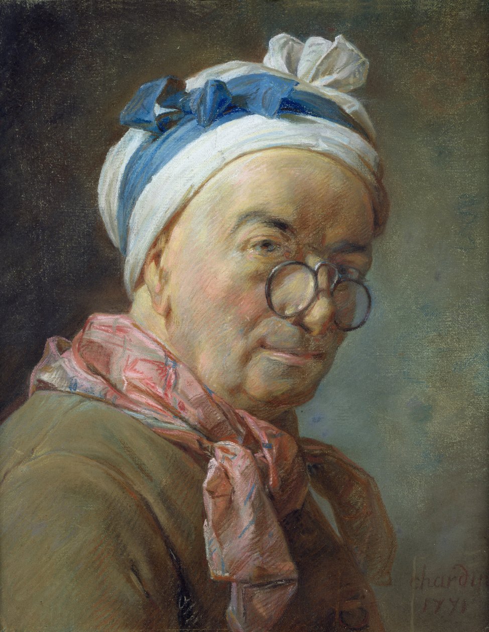 Auto-Retrato com Óculos, 1771 (pastel sobre papel) de Jean Baptiste Simeon Chardin