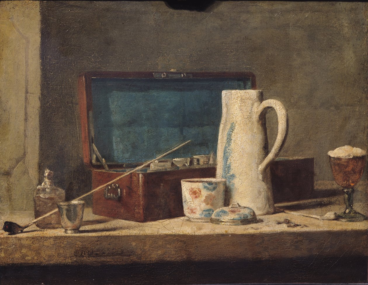 Ainda vida de tubos e um copo de bebida de Jean Baptiste Simeon Chardin