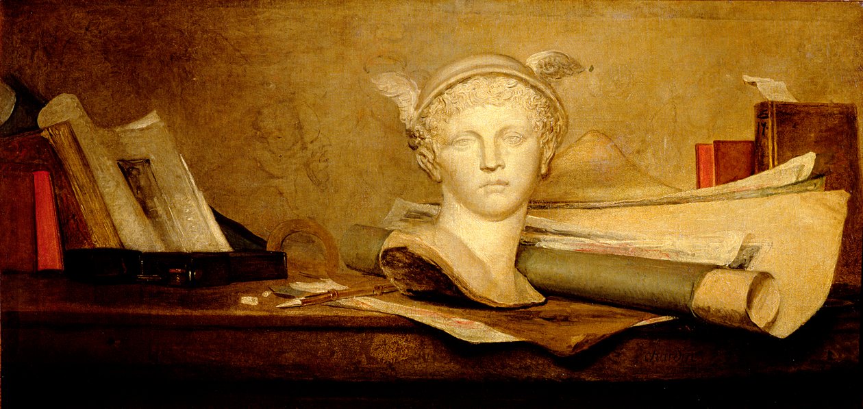 Ainda vida com atributos das artes, 1765-66 de Jean Baptiste Simeon Chardin