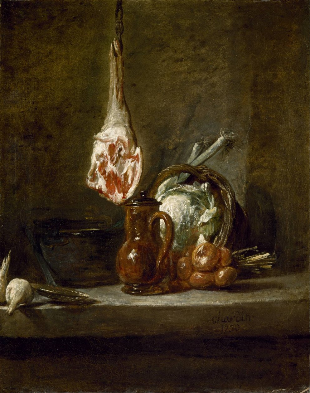 Ainda vida com perna de cordeiro de Jean Baptiste Simeon Chardin