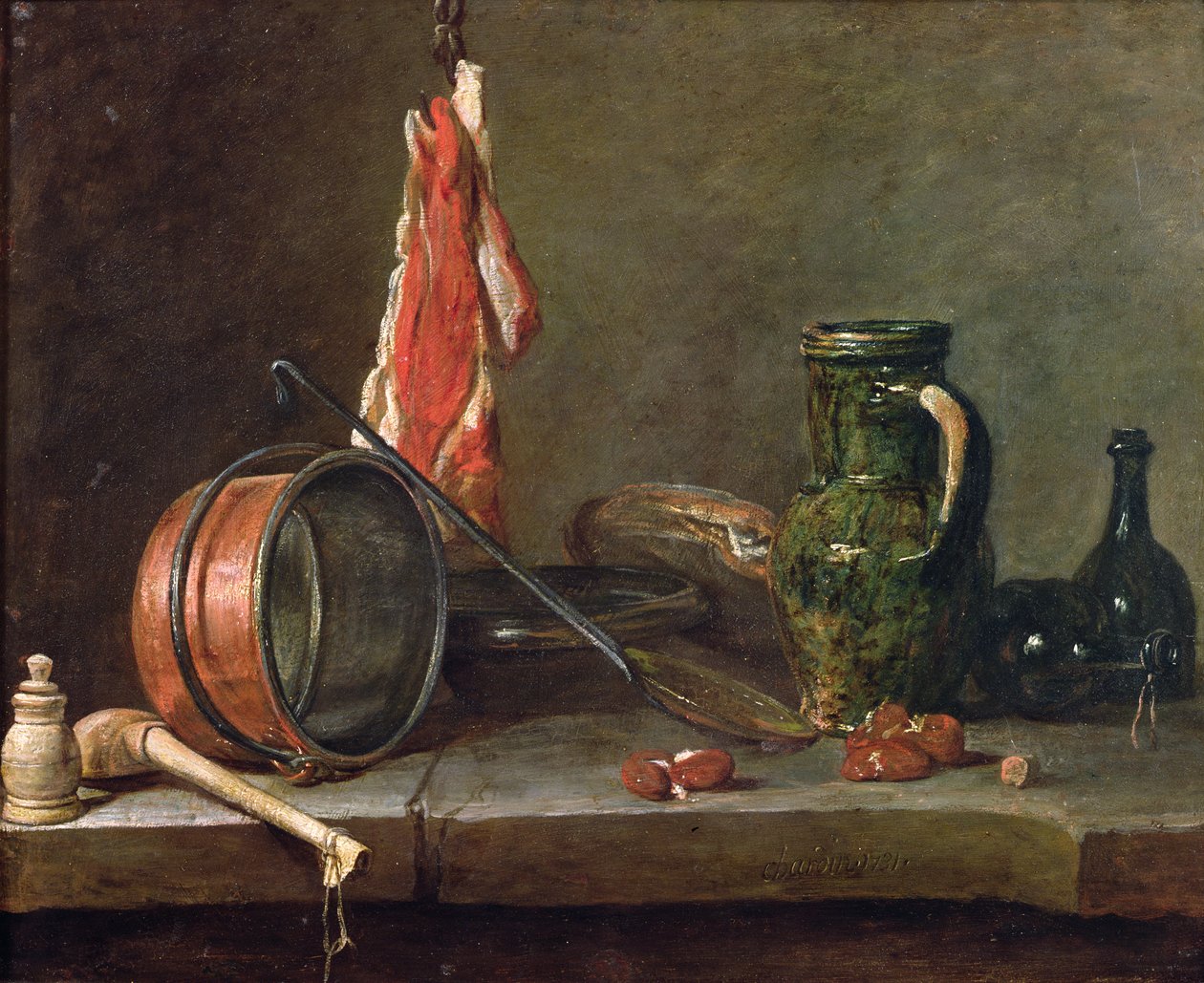 Ainda vida: Menu Dia da Festa, 1731 (óleo em cobre) de Jean Baptiste Simeon Chardin