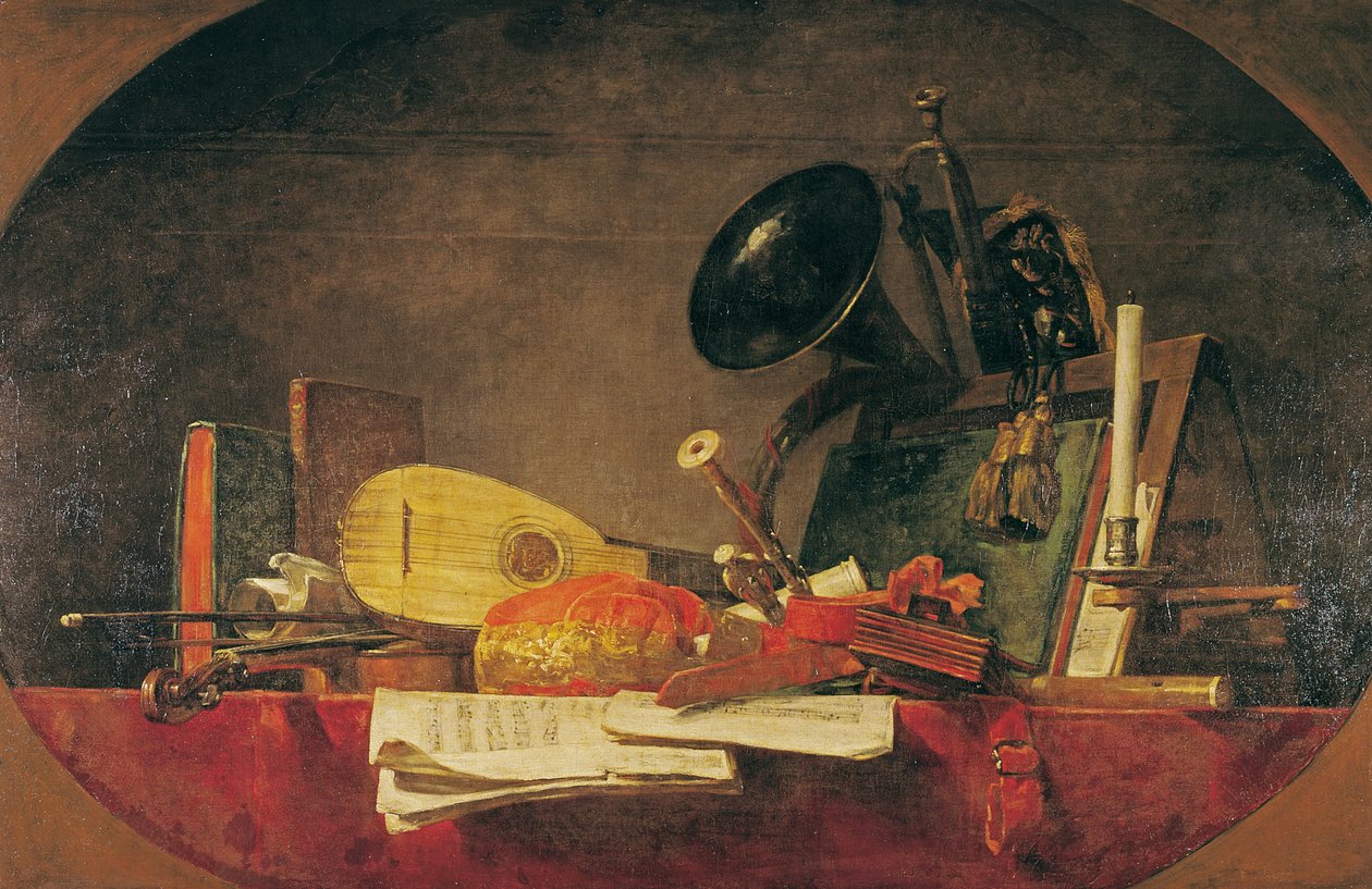 Os Atributos da Música, 1765 de Jean Baptiste Simeon Chardin