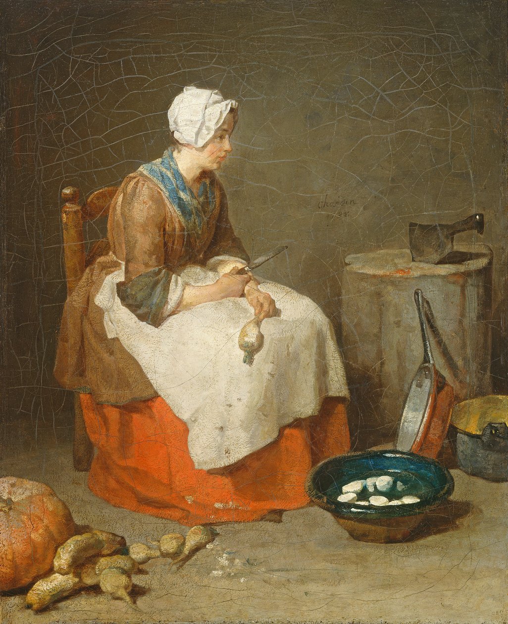 A empregada de cozinha, 1738 de Jean Baptiste Simeon Chardin