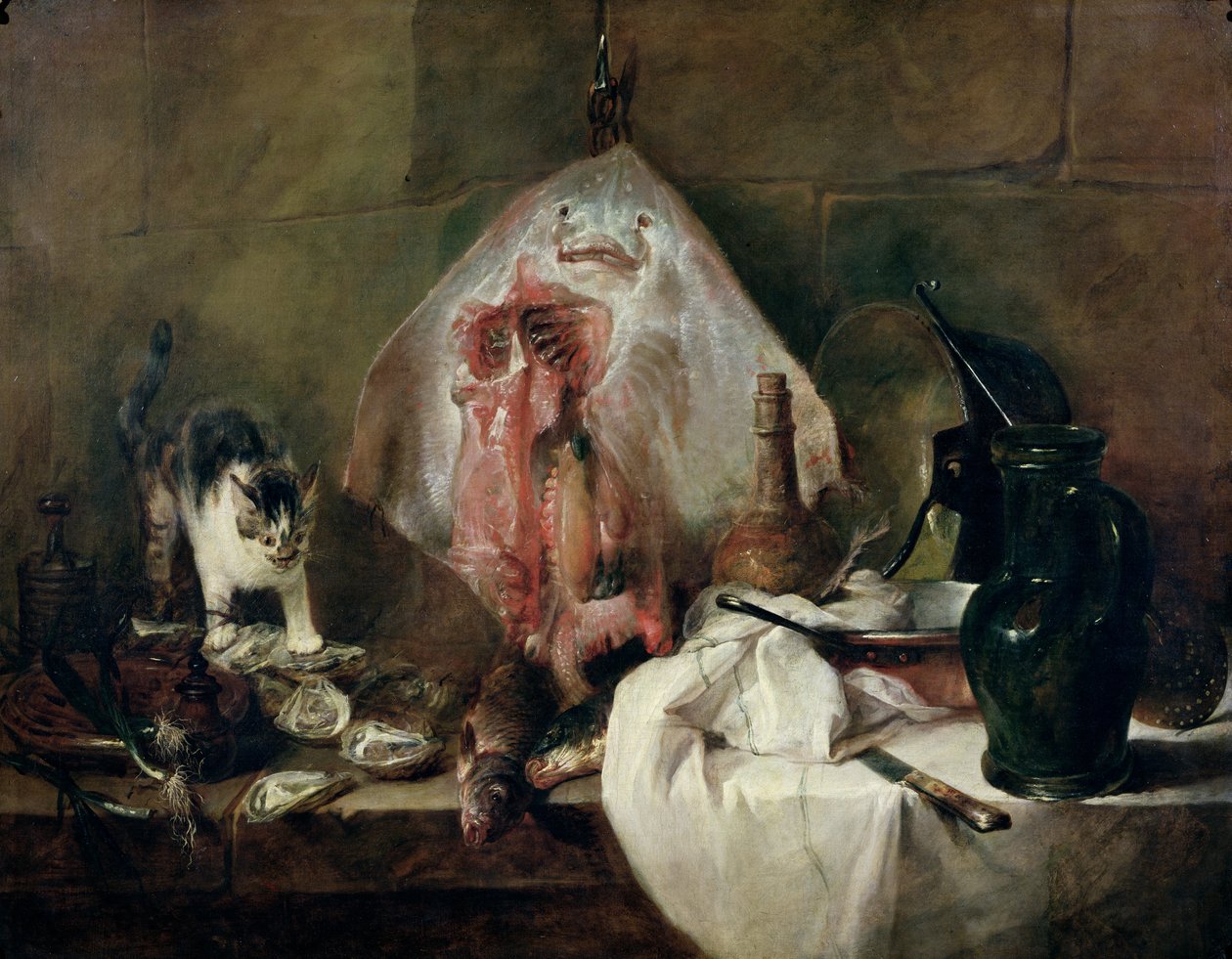 O raio ou, o interior da cozinha, 1728 de Jean Baptiste Simeon Chardin