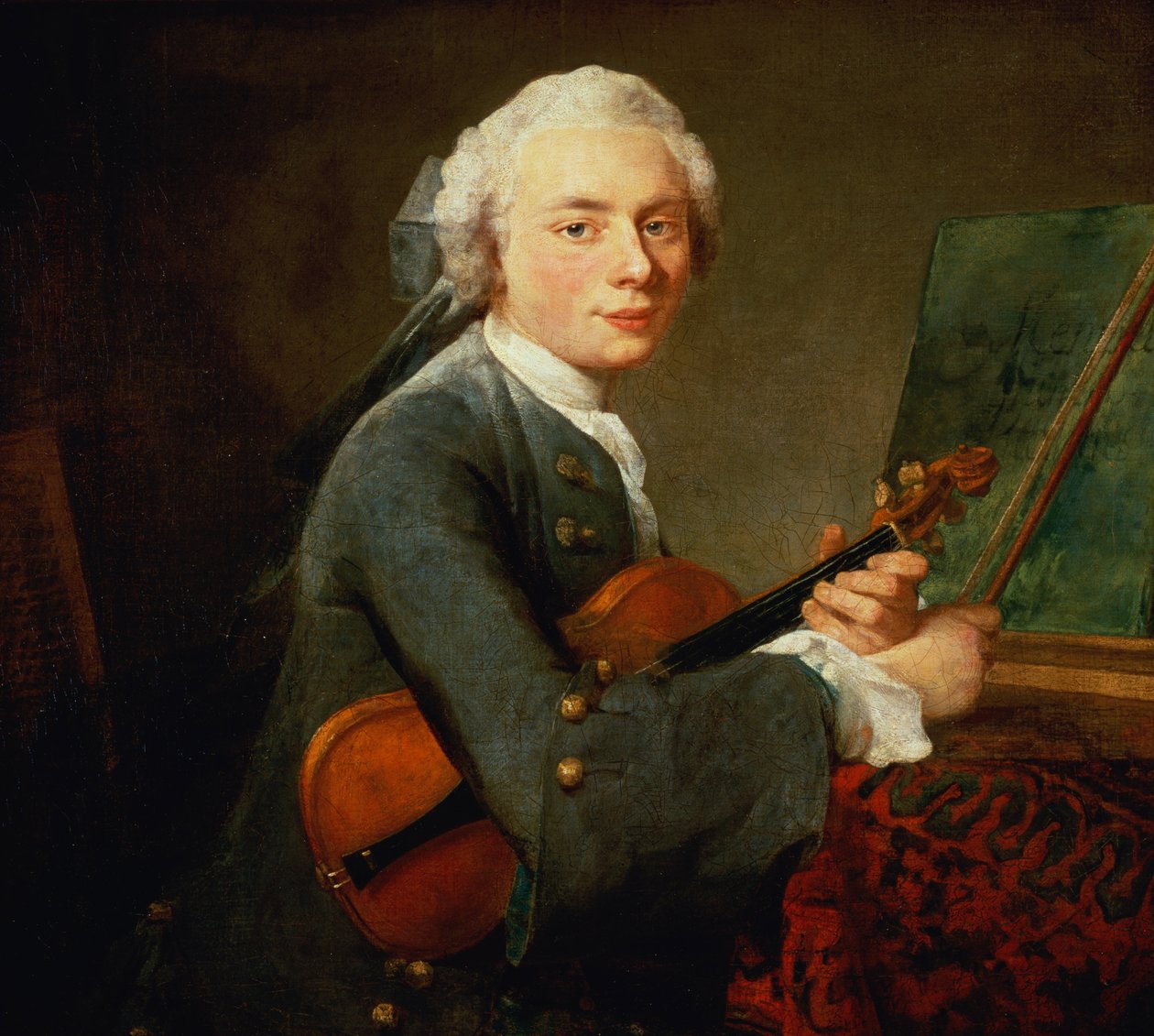 Jovem com um violino ou retrato de Charles Theodose Godefroy (1718-96) c.1738 de Jean Baptiste Simeon Chardin