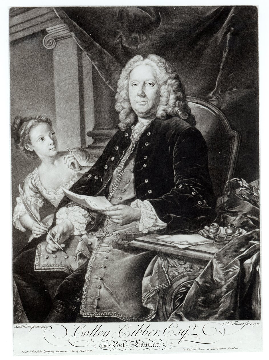 Colley Cibber (1671-1757) 1758, gravado por Edward Fisher (1722-85) de Jean Baptiste Vanloo