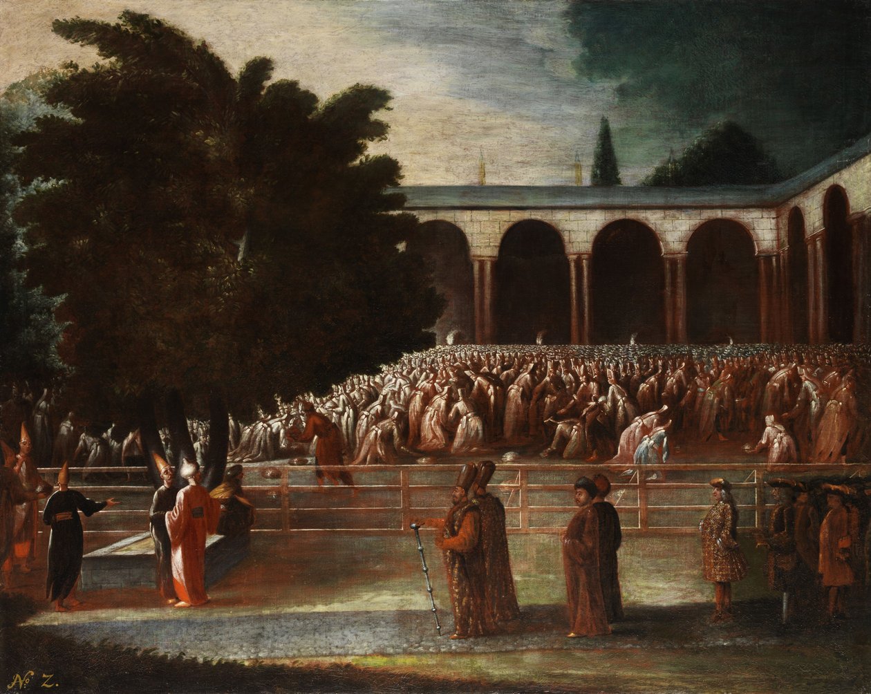 Embaixadores da Embaixada vão à audiência com o Sultão Achmed III de Jean Baptiste Vanmour