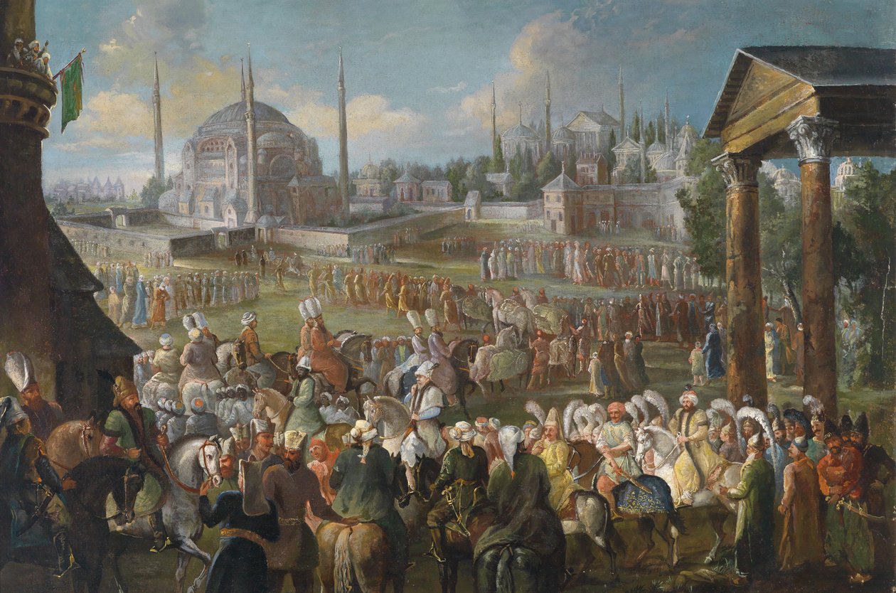 Uma procissão do sultão em Istambul de Jean Baptiste Vanmour