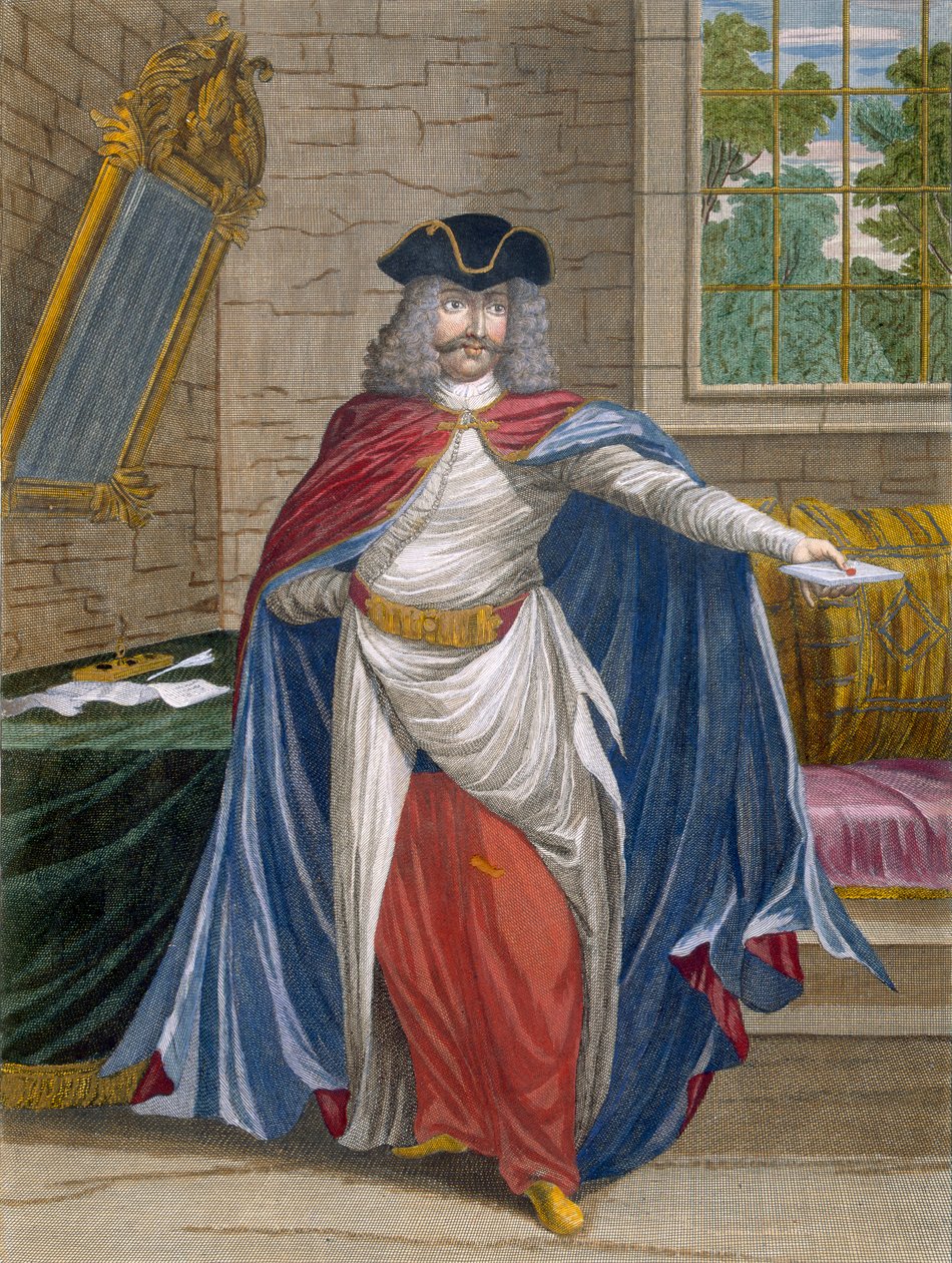 Mercador francês, placa 61 de &39;Coleção de cem impressões representando as diferentes nações do Levante&39; por Charles de Ferriol, gravado por Gerard Scotin (1671-1716), 1707-08 (cor de gra de Jean Baptiste Vanmour