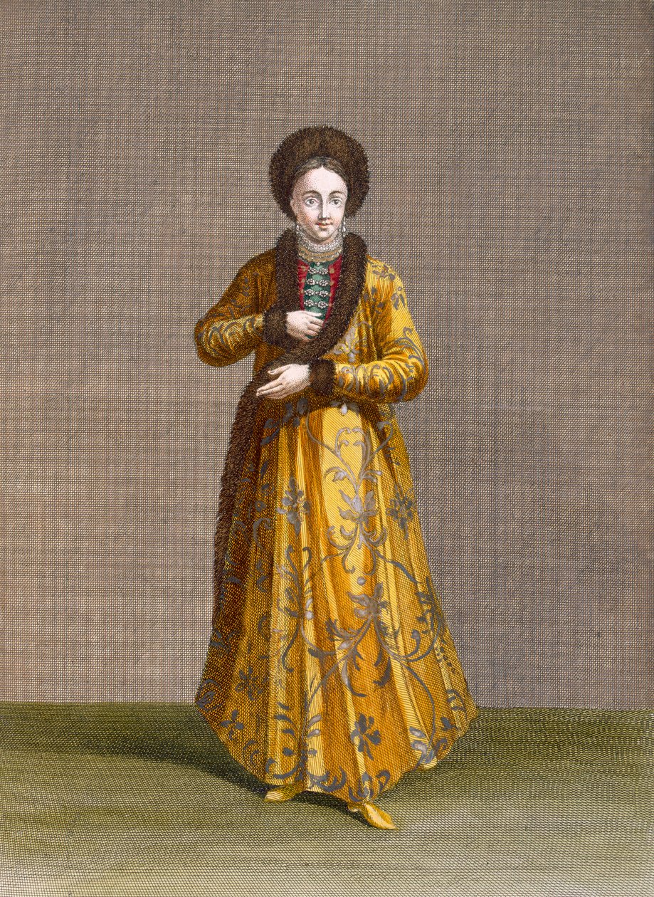 Princesa da Valáquia, placa 79 da "Colecção de Cem Gravuras que Representam as Diferentes Nações do Levante", de Charles de Ferriol, gravada por Pierre Rochefort (c.1673-1728), 1707-08 (col. de Jean Baptiste Vanmour