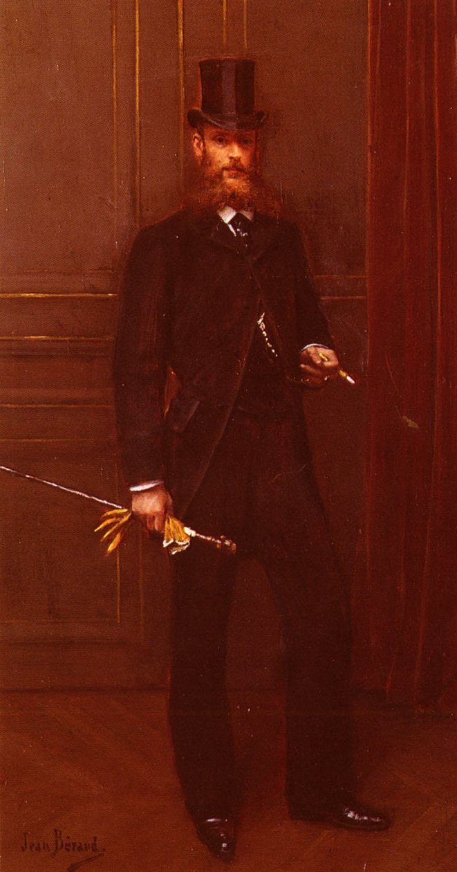 Retrato, de, um, elegante, retrato homem, de, um, dândi de Jean Beraud