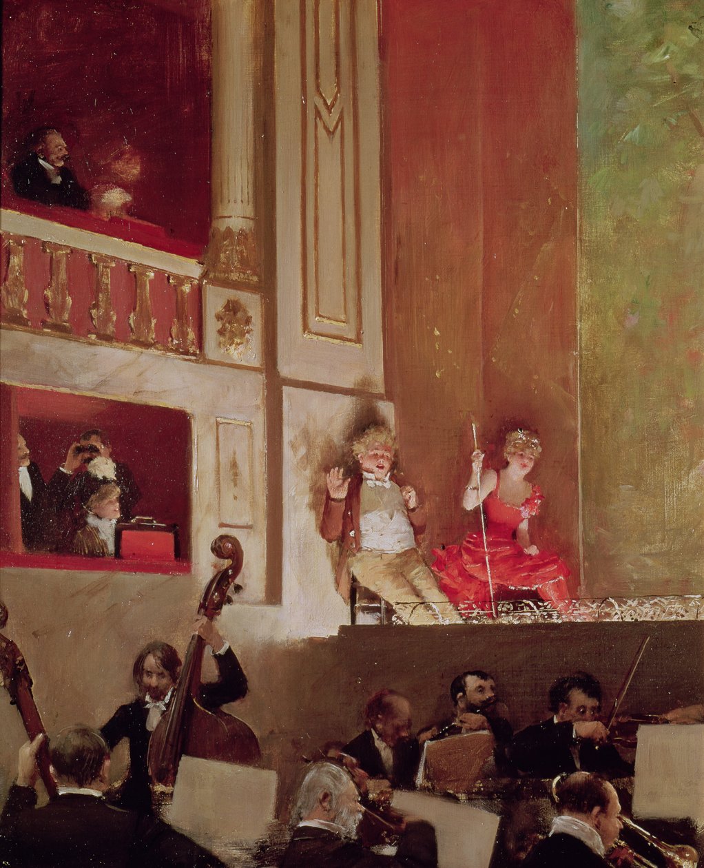 Revue no Theatre des Varietes, c.1885 de Jean Beraud