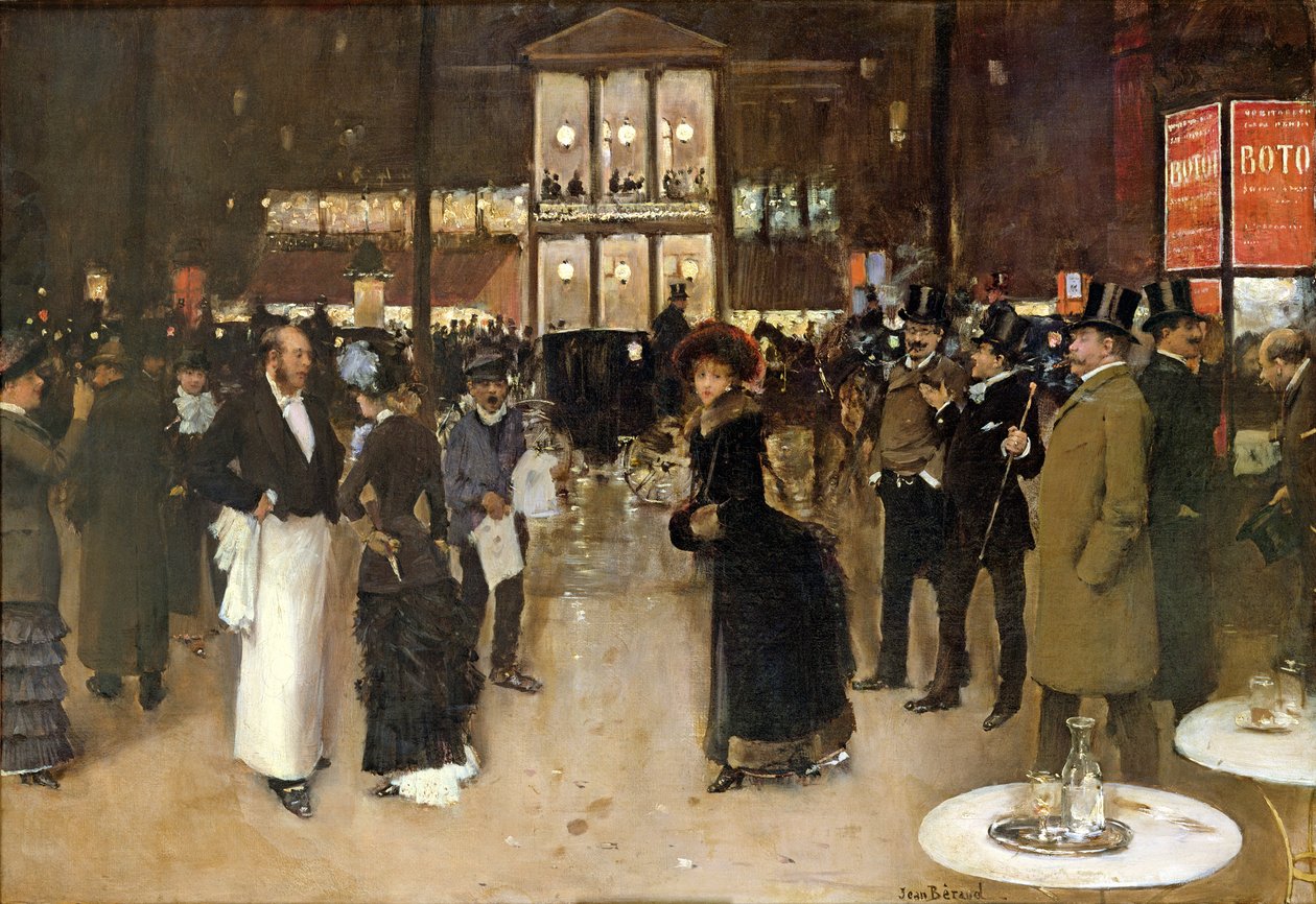 O Boulevard à noite, em frente ao Teatro des Varietes, c.1883 de Jean Beraud