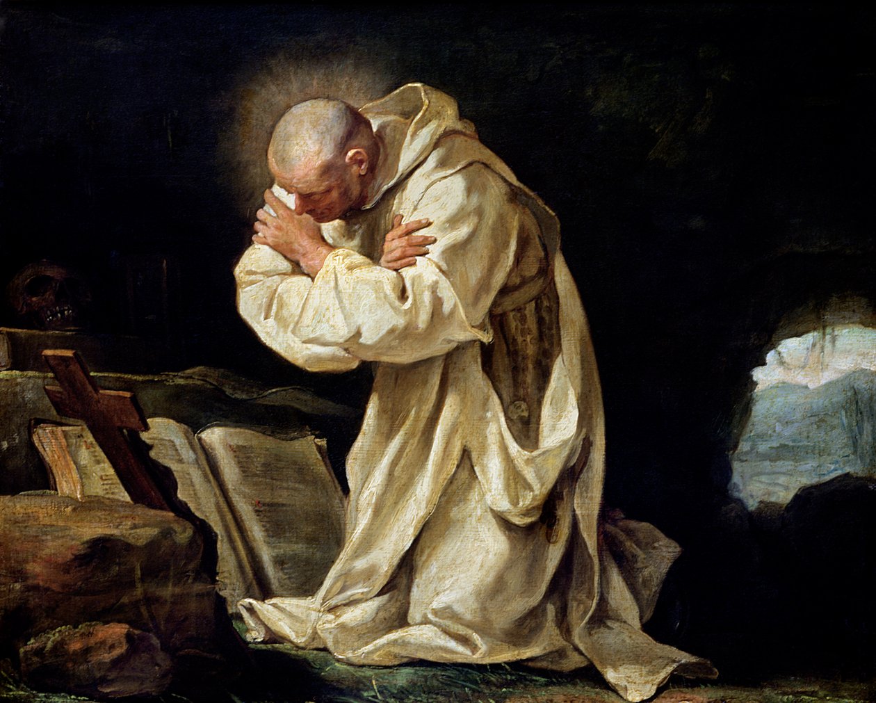 São Bruno (1030-1101) Orando no Deserto, 1763 de Jean Bernard Restout
