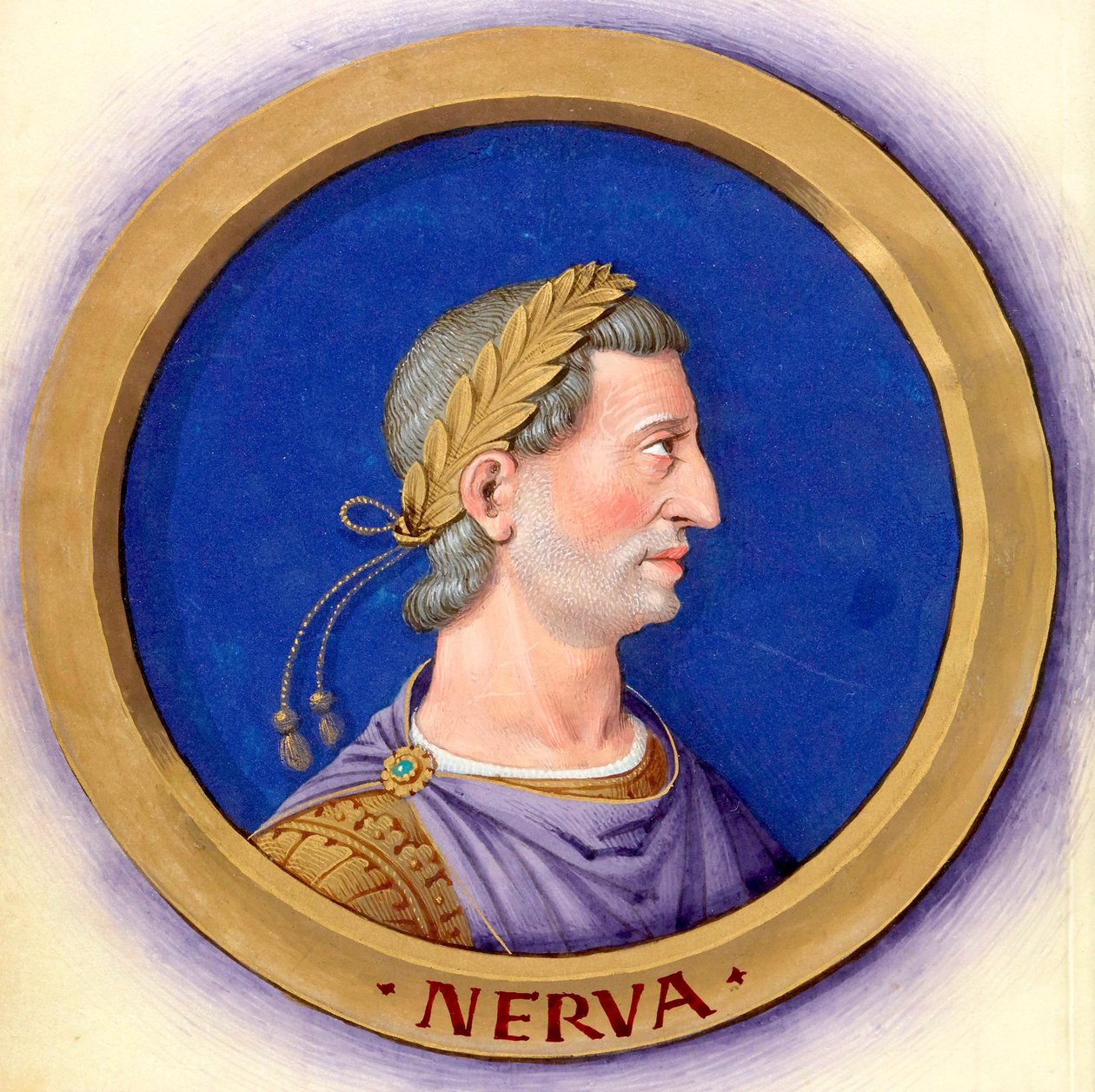 Descrição dos doze césares com suas figuras 13-Nerva de Jean Bourdichon