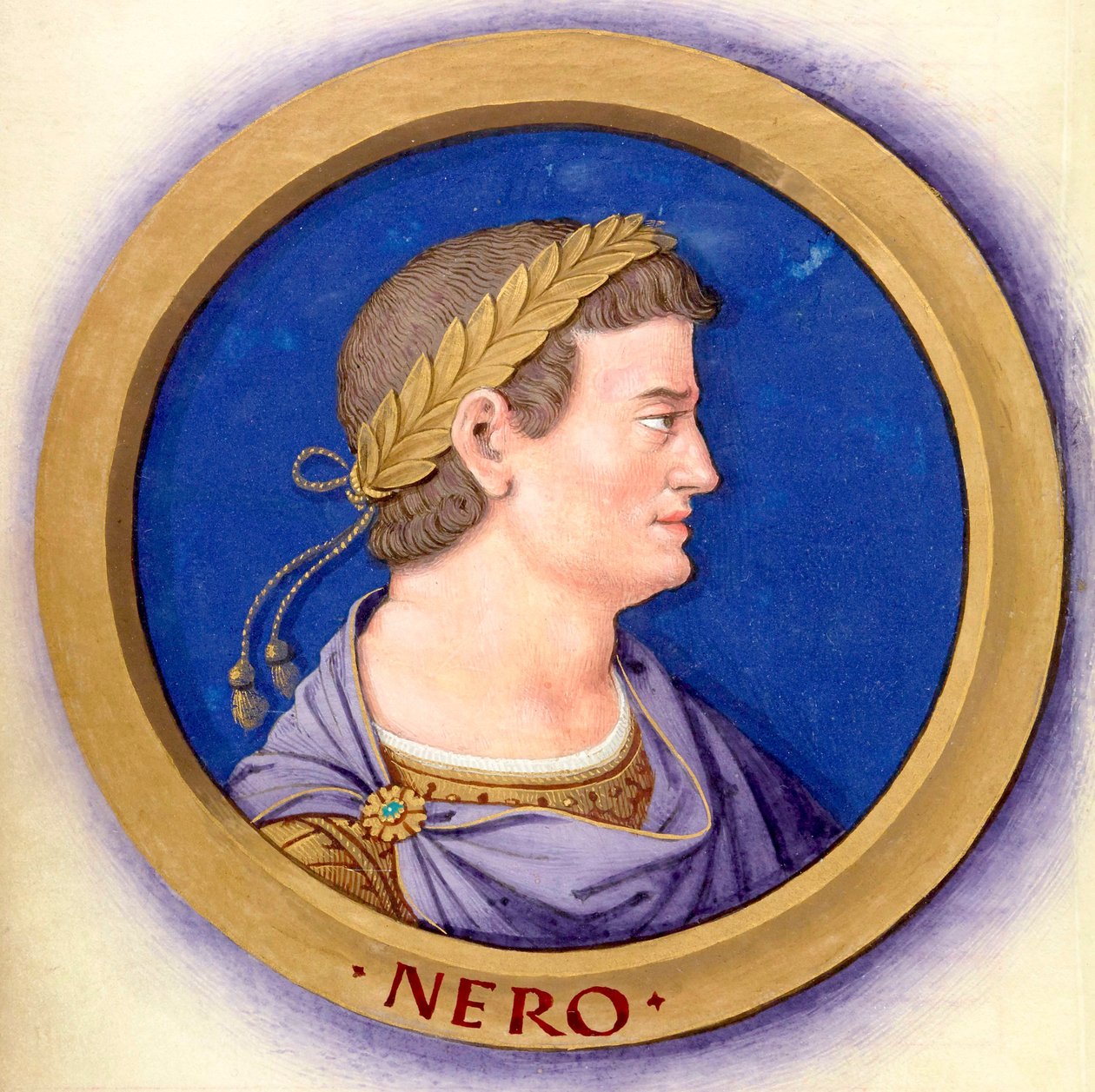 Descrição dos doze césares com suas figuras 6-Nero de Jean Bourdichon