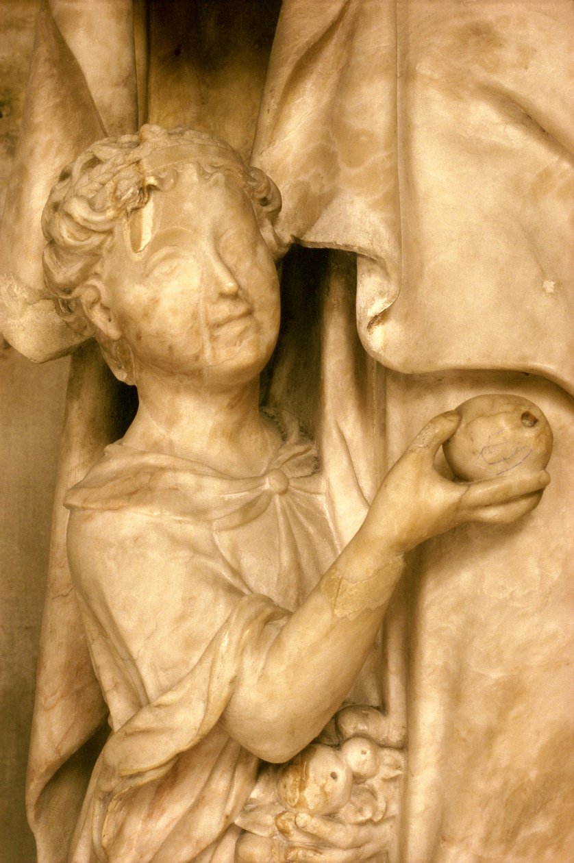 Santa Ana e sua filha, a Virgem Maria, detalhe de mármore de Maria, ver também 248121 e 248122 de Jean Bullant