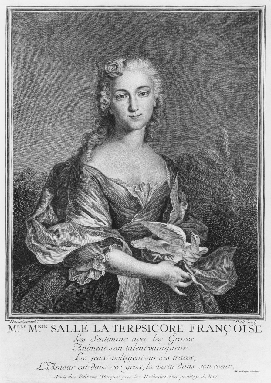 Mademoiselle Marie Salle como a francesa Terpsichore, gravada por Petit (ver também 414545) de Jean Cesar Fenouil