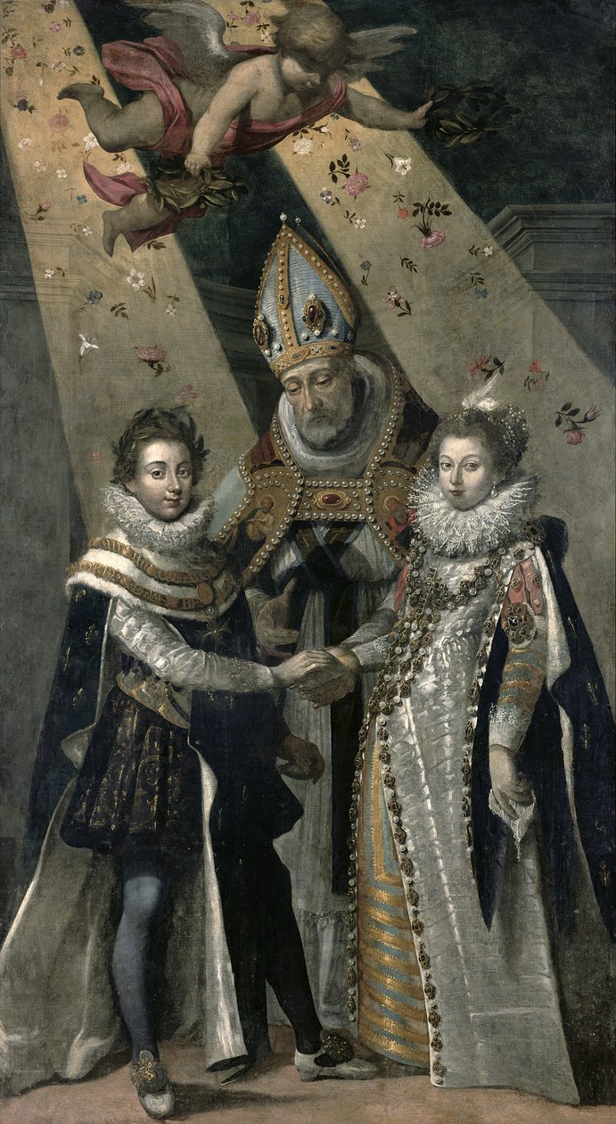 O Casamento de Luís XIII (1601-1663) Rei da França e Navarra e Ana da Áustria (1601-1666) Infanta da Espanha, em 1615 de Jean Chalette