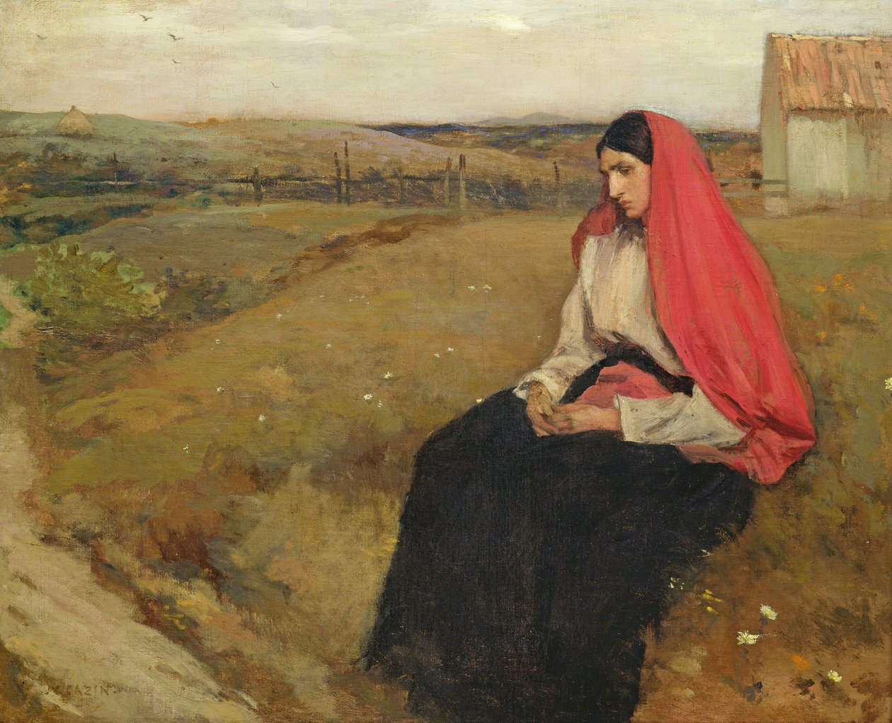 Mulher, em, um, paisagem de Jean Charles Cazin