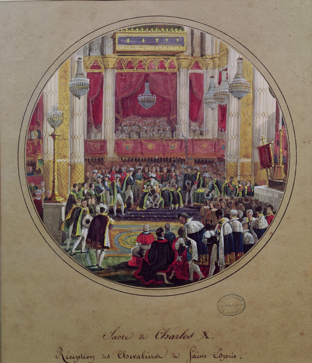 Rei Carlos X (1757-1836) recebendo os Cavaleiros do Santo Esprit na Catedral de Reims em 30 de maio de 1825 de Jean Charles Develly