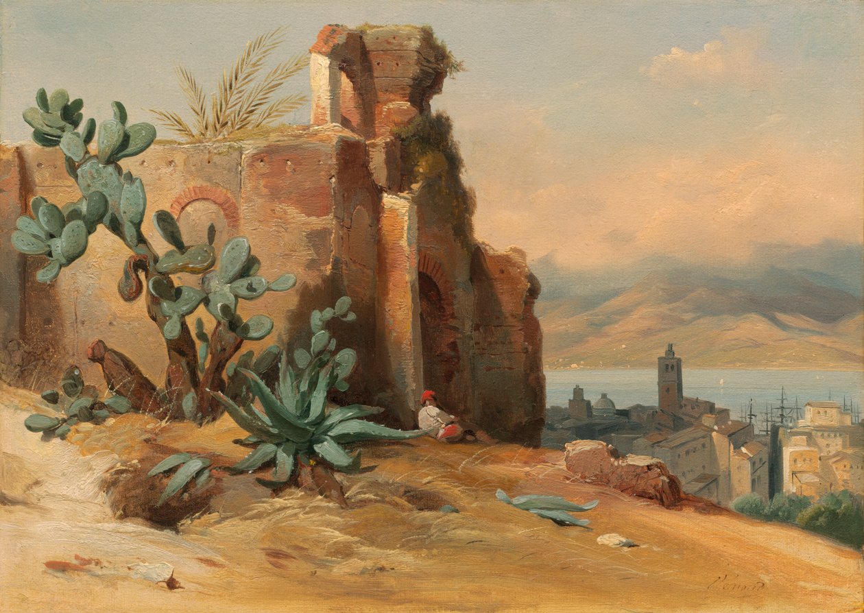 Ruínas antigas perto de Messina, Sicília de Jean Charles Joseph Rémond