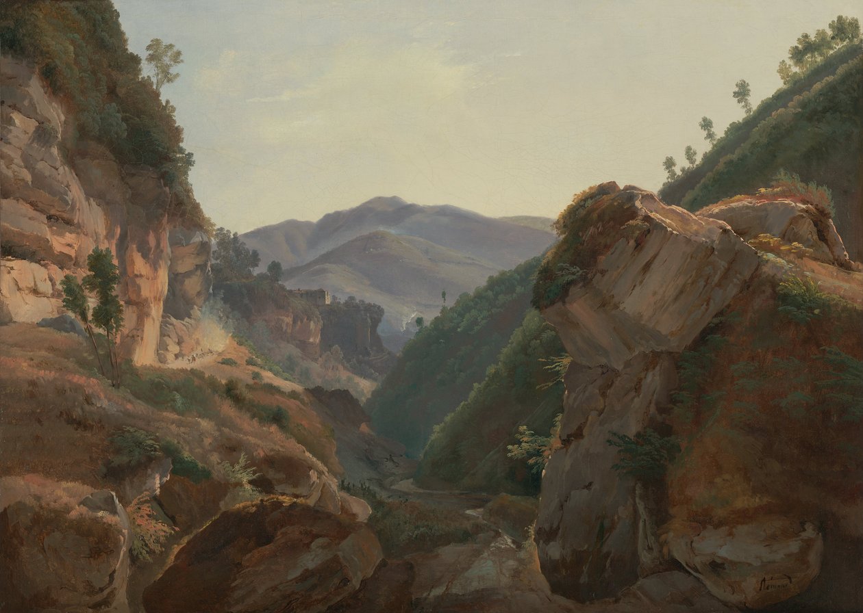 Paisagem montanhosa com estrada para Nápoles de Jean Charles Joseph Rémond
