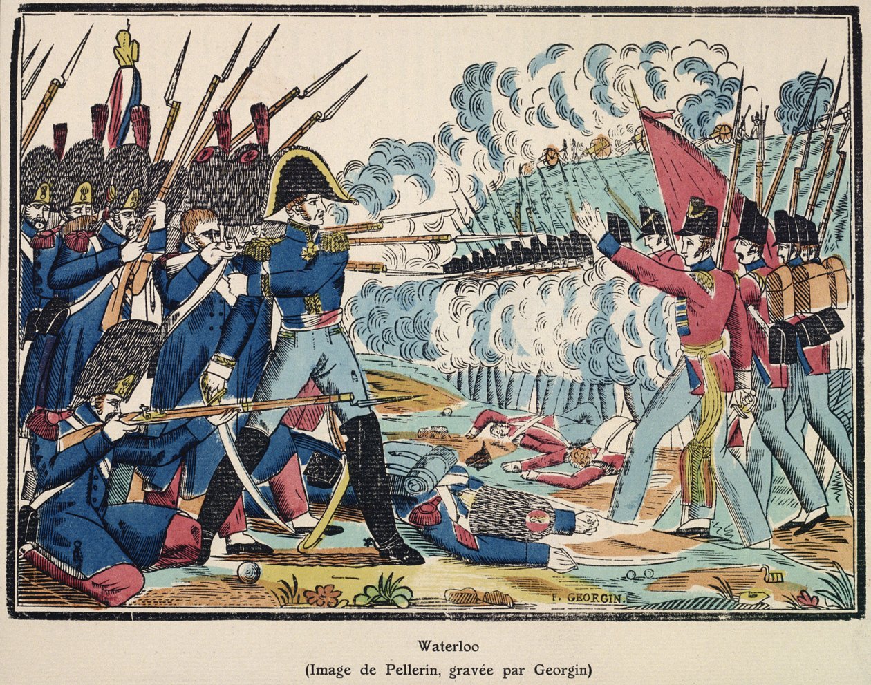 A batalha de Waterloo, 1815 gravada por Francois Georgin (1801-63) de &39;Edição de la Revue Lorraine Illustree&39;, pub. 1912 de Jean Charles Pellerin