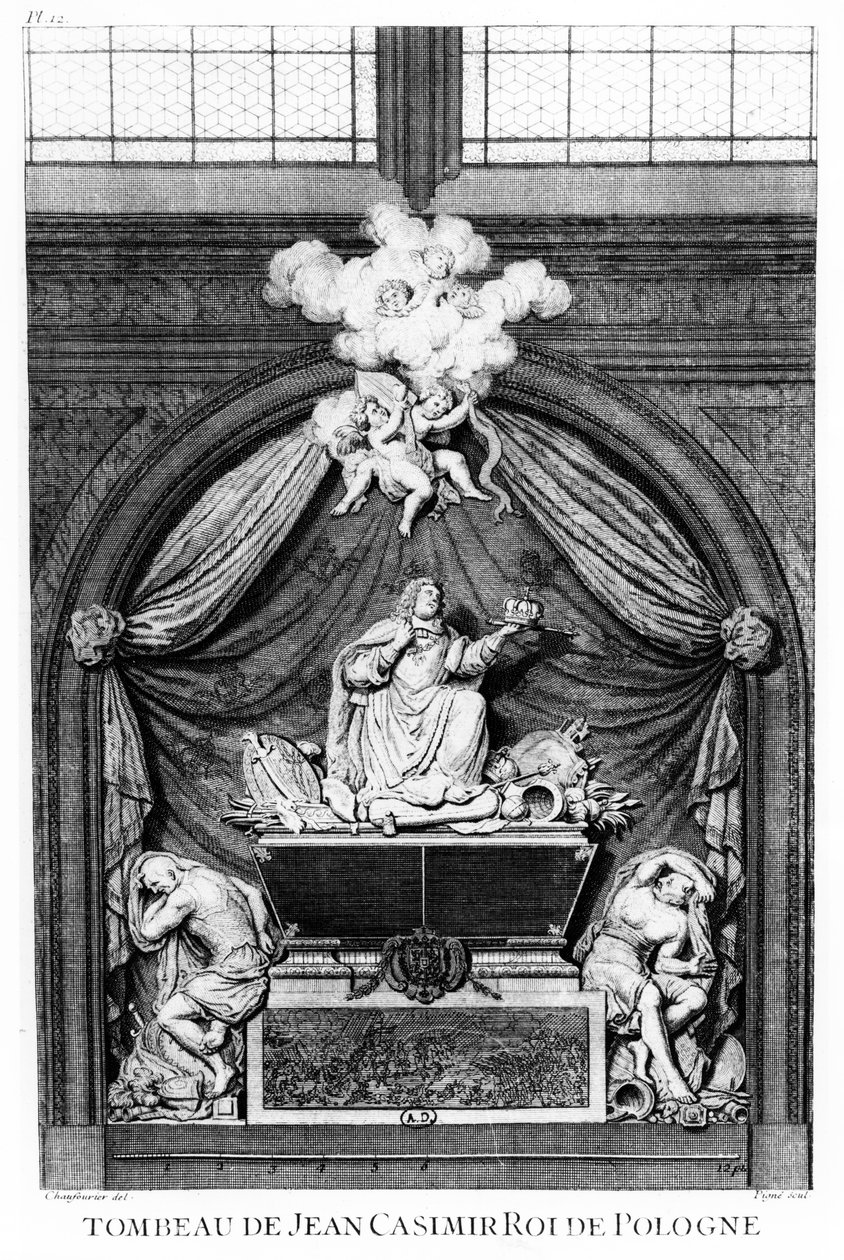 Efígie do túmulo do coração do rei João II Casimiro Vasa na Abadia de Saint-Germain-des-Prés em Paris) de Jean Chaufourier