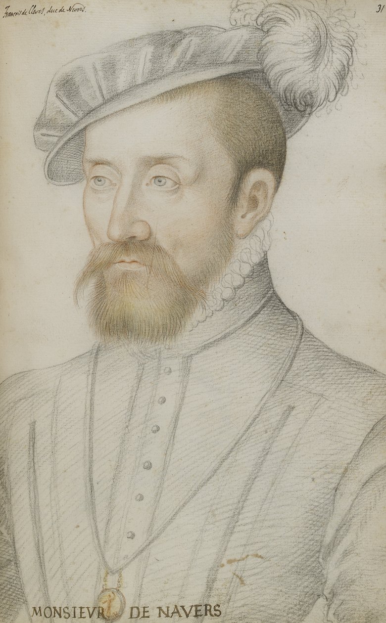 François de Cleves (giz preto, vermelho e amarelo sobre papel) de Jean Clouet