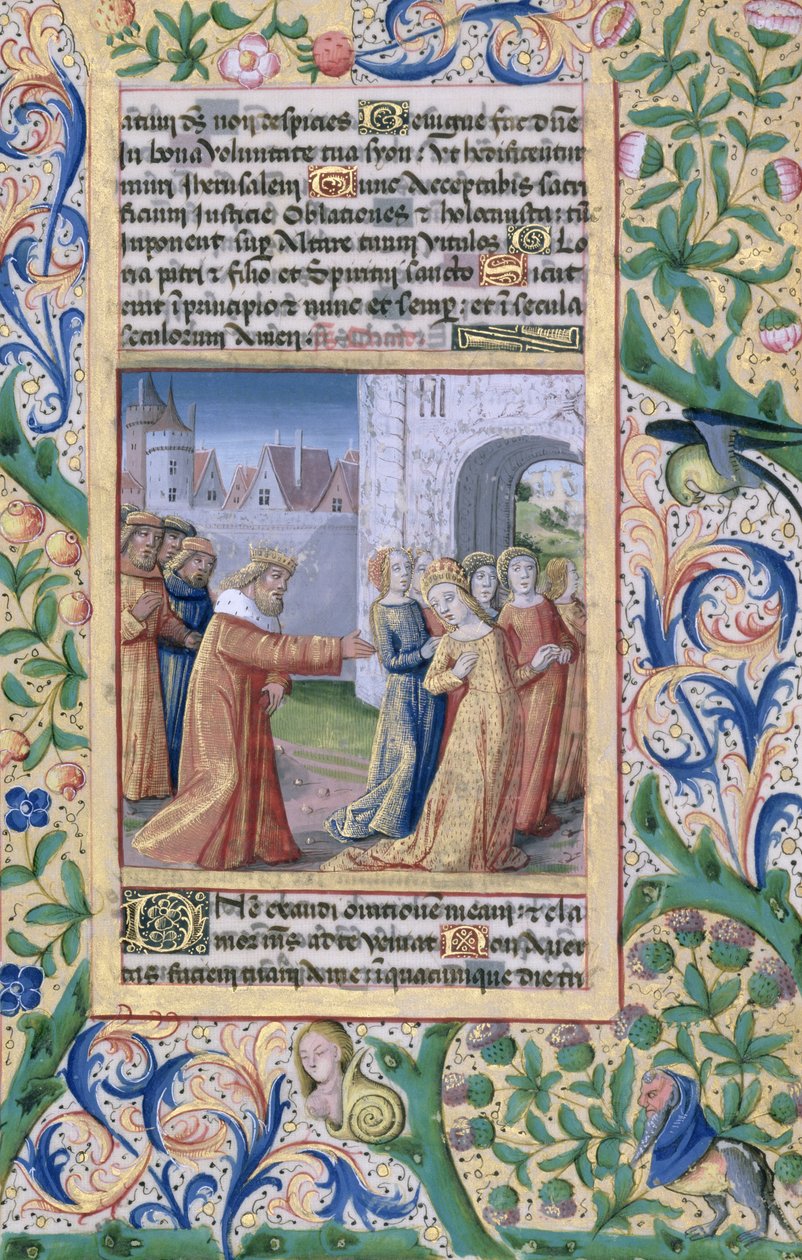 Senhora Lat. QvI126 f.57 Rei Davi cobiçar Bate-Seba, do &39;Livro de Horas de Louis d&39;Orléans&39;, 1469 de Jean Colombe