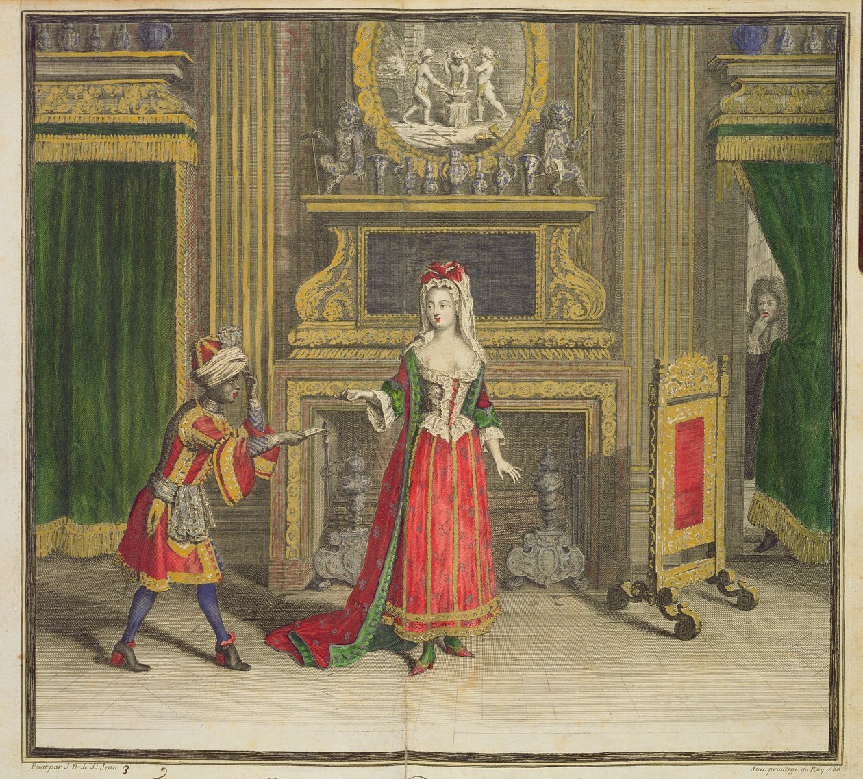 Senhora em seu quarto, publicado c.1688-90 de Jean Dieu de Saint Jean