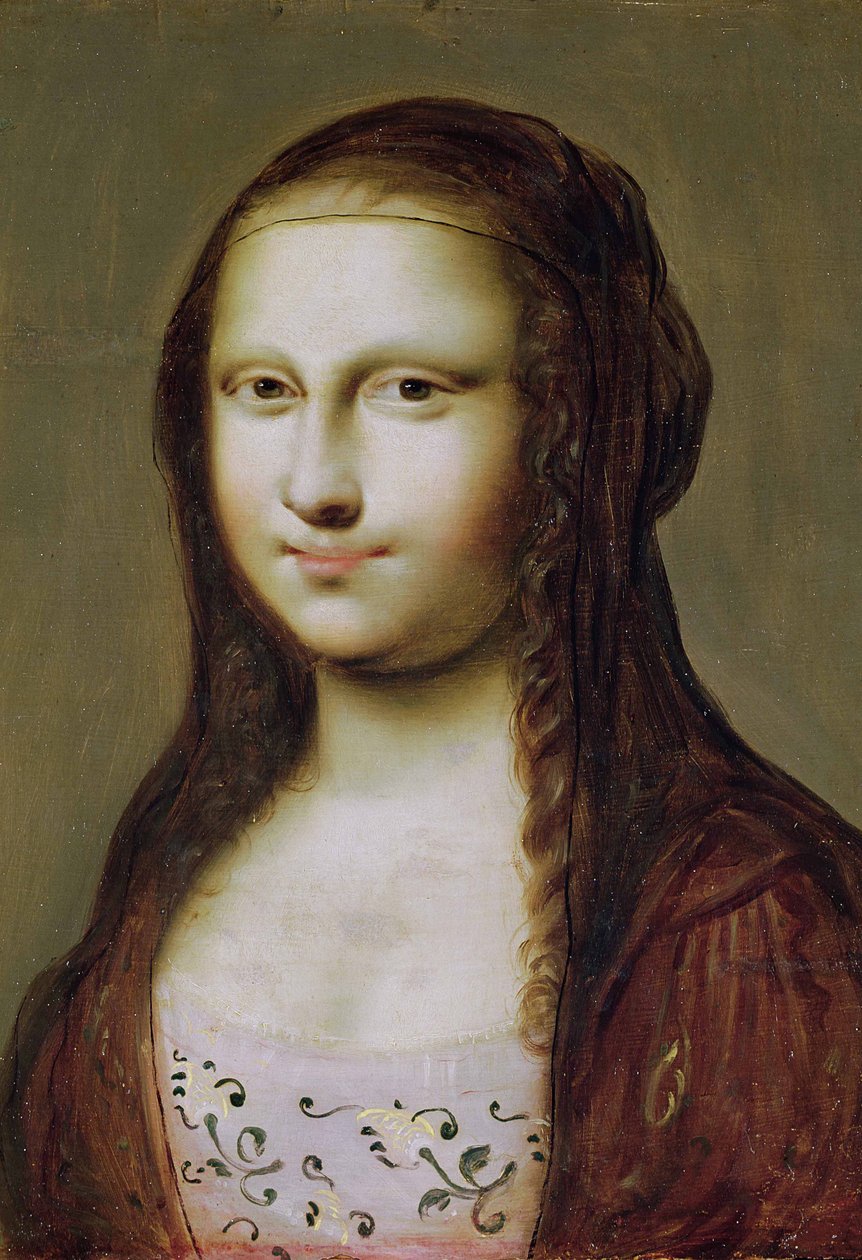 Retrato de uma mulher inspirada pela Mona Lisa de Jean Ducayer