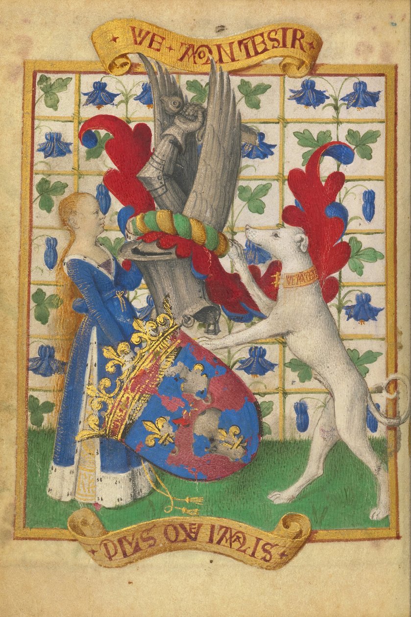 Brasão de armas realizada por um cão e um galgo de Jean Fouquet