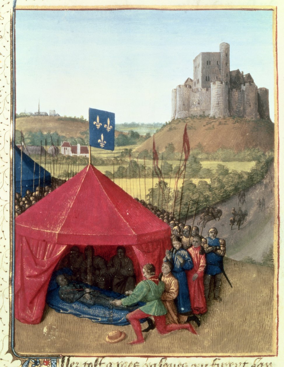 A morte de Bertrand du Geusclin (c.1320-80) em Chateauneuf-de-Randon de Jean Fouquet