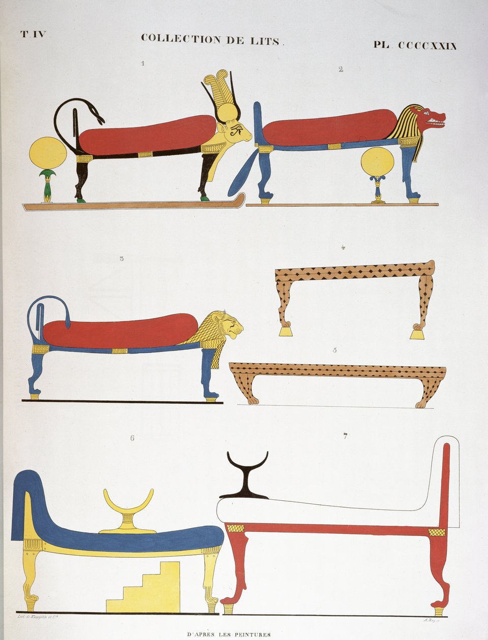Coleção de camas egípcias antigas, 1839-45 de Jean Francois Champollion