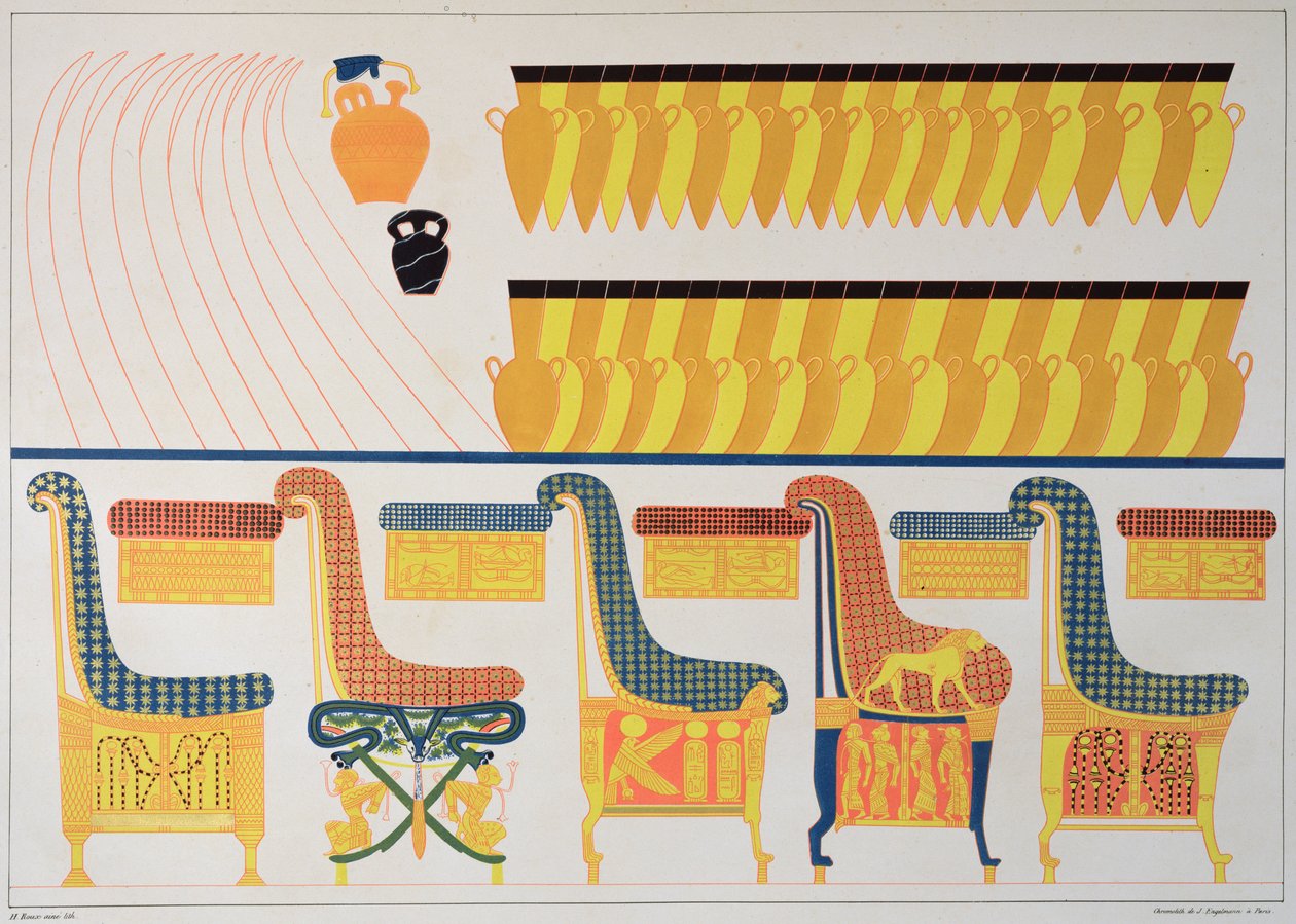 Afrescos de mobiliário do túmulo de Ramsés IV, 1835-45 de Jean Francois Champollion