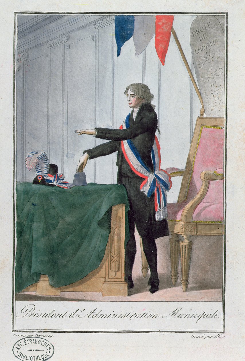 Presidente d&39;Administration Municipale durante o período do Directoire (1795-99) em França de Jean Francois Garneray