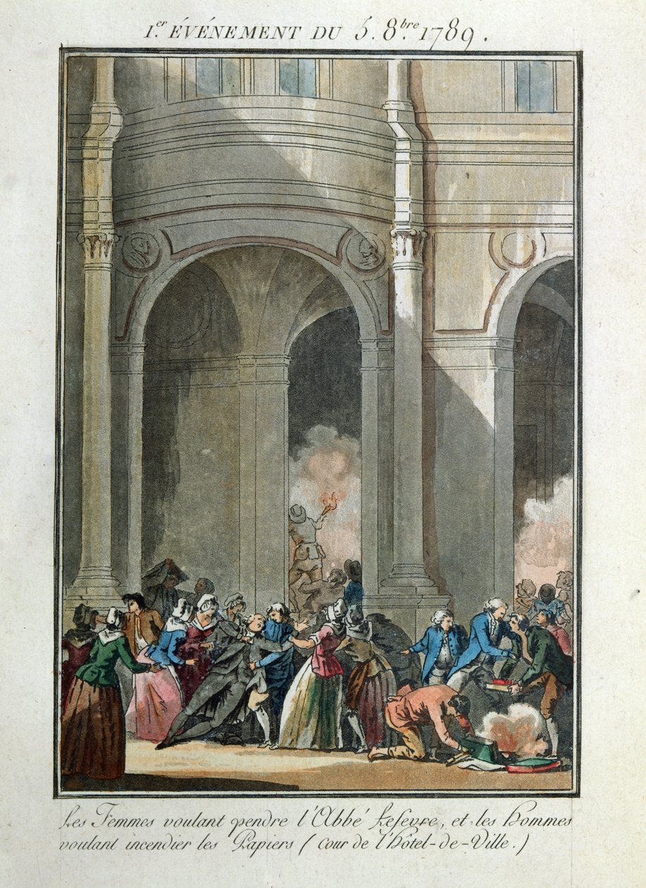 Eventos de 5 de outubro de 1789: As mulheres querem pendurar o padre Lefevre de Jean Francois Janinet