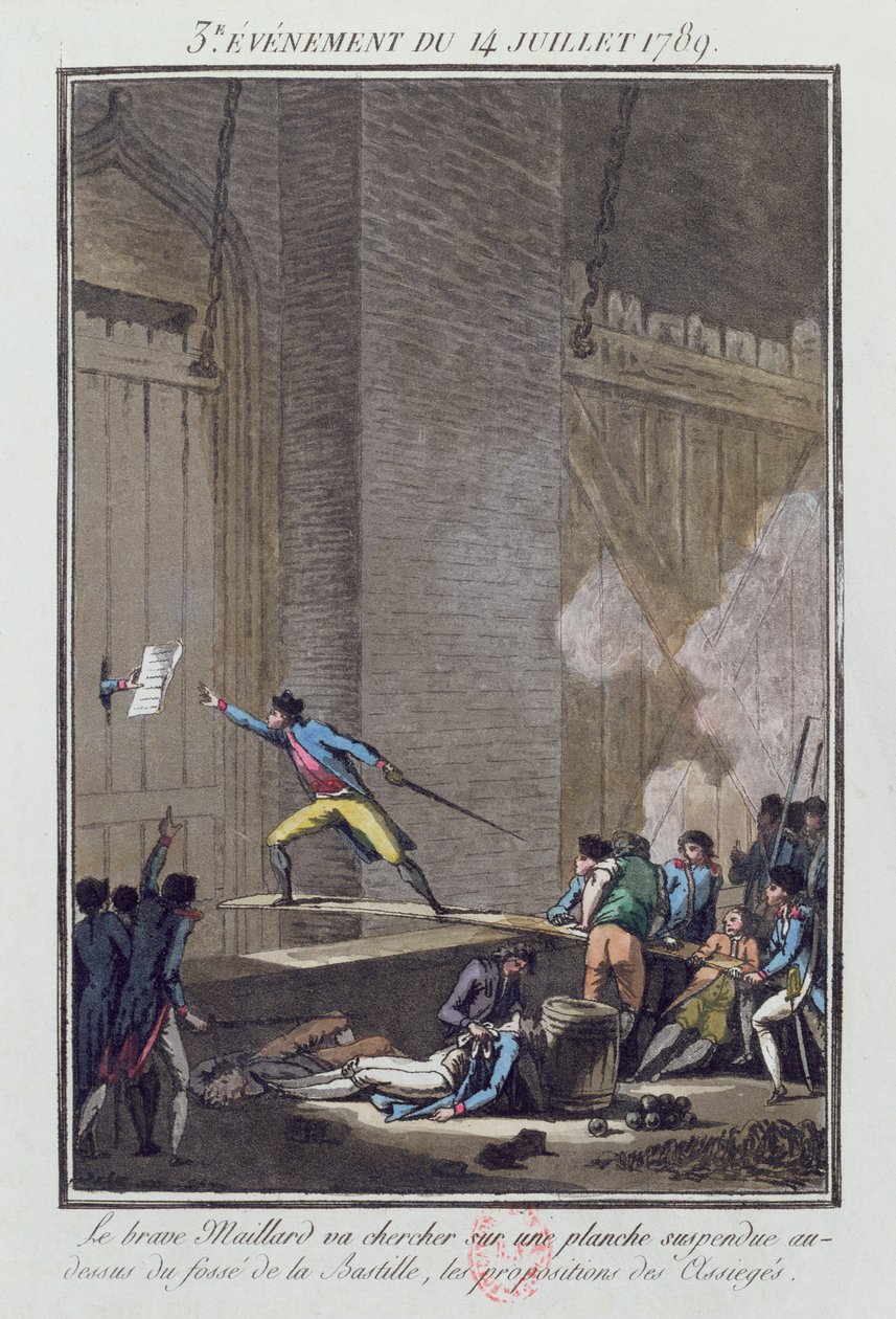 Stanislas-Marie Maillard (1763-94) na tomada da Bastilha em 14 de julho de 1789 de Jean Francois Janinet