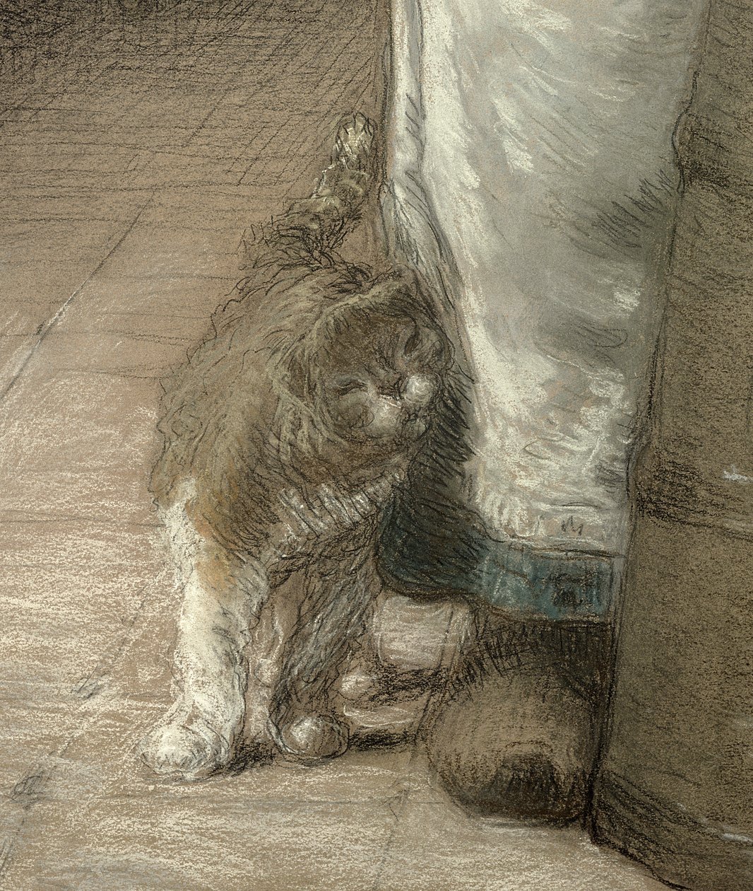 Manteiga Agitada, 1866-68 (lápis e pastel sobre papel) (detalhe de 155306) de Jean Francois Millet