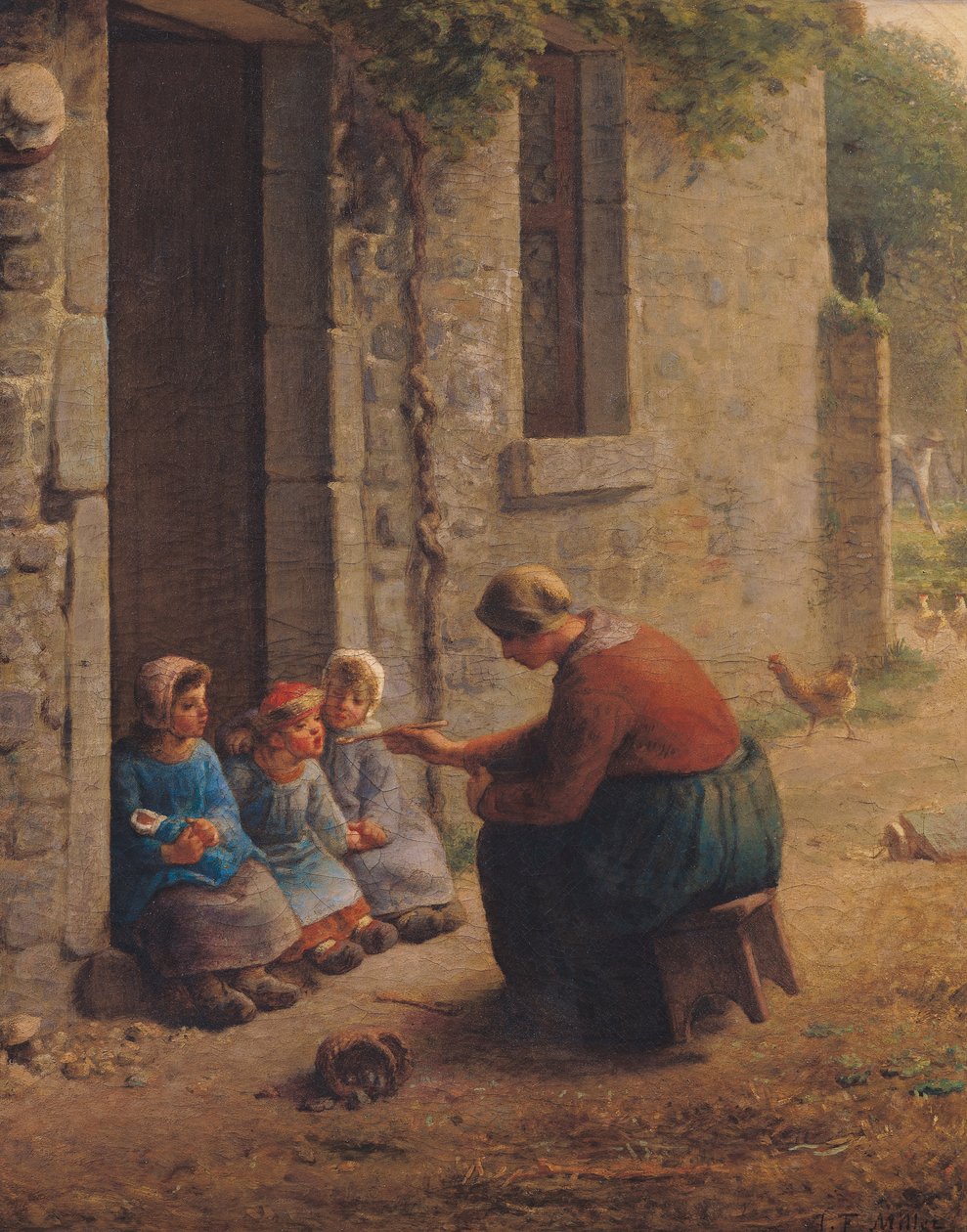 Alimentando os Jovens, 1850 de Jean Francois Millet