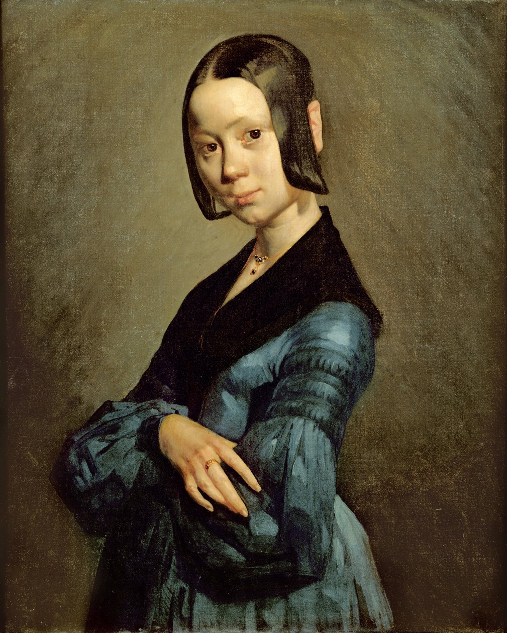Pauline Ono (1821-44) em azul, 1841-1842 de Jean Francois Millet