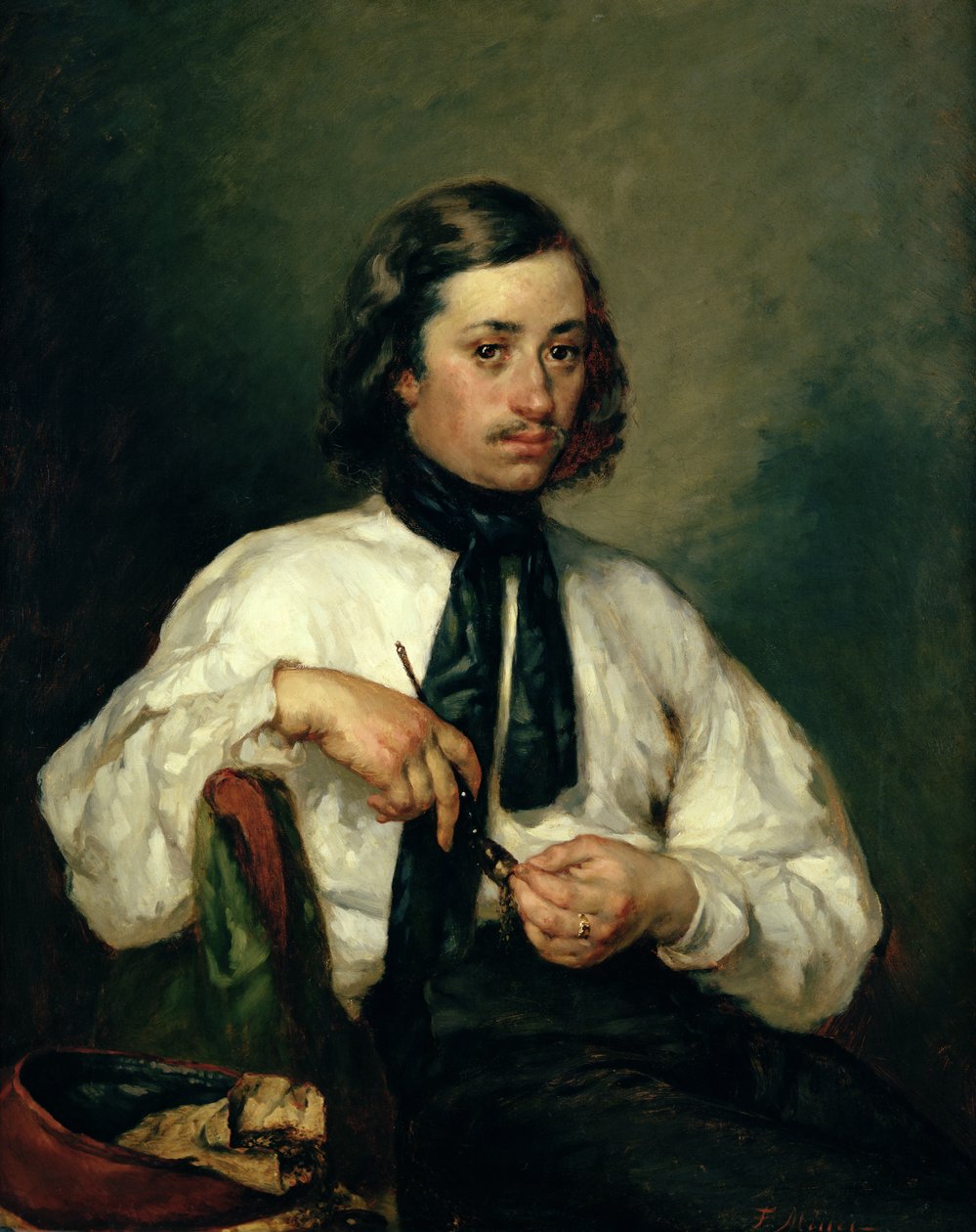 Retrato de Armand Ono, conhecido como O Homem do Cachimbo, 1843 de Jean Francois Millet