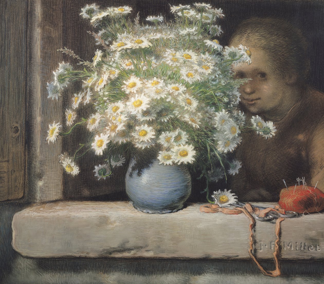 O Buquê de Margueritas, 1866 (pastel sobre papel) de Jean Francois Millet