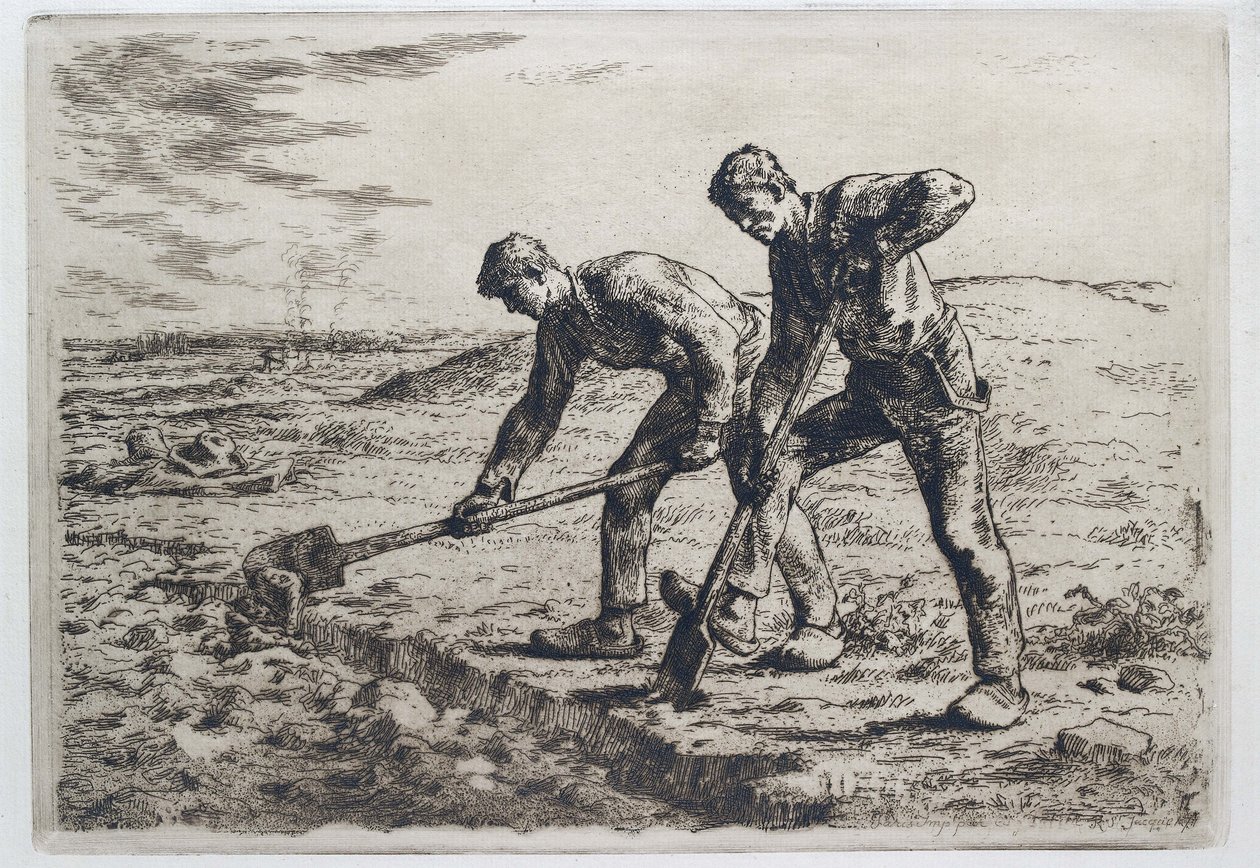 Os escavadores, 1855 - 1856 de Jean Francois Millet