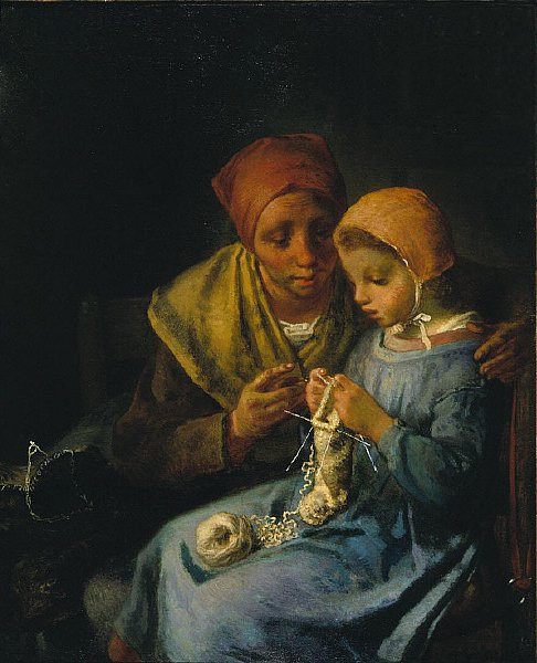 A lição de tricô de Jean Francois Millet