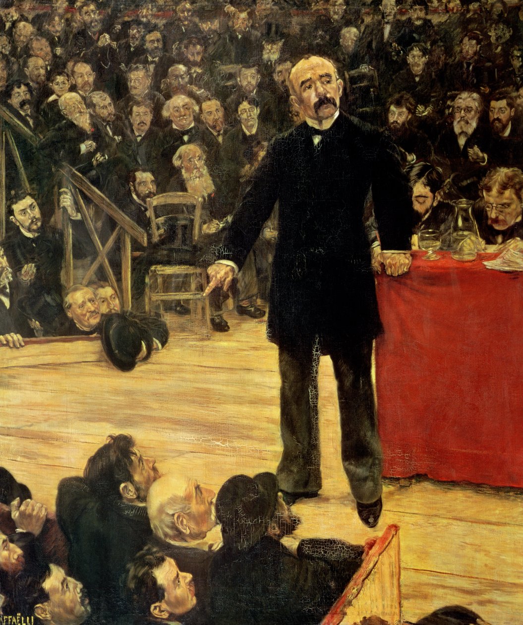 Georges Clemenceau (1841-1929) Fazendo um discurso no Cirque Fernando, 1883 de Jean Francois Raffaelli